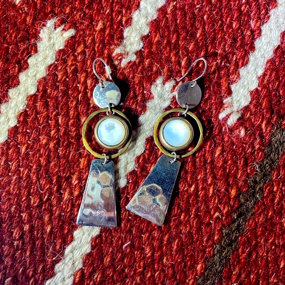 Sterling silver and brass earrings